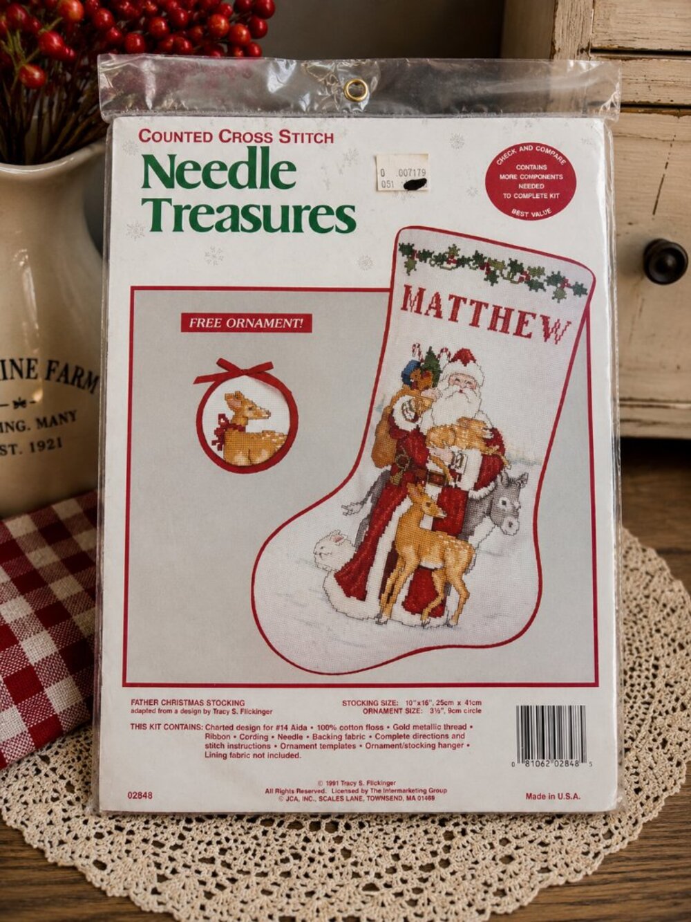 Vintage Needle Treasures Father Christmas Stocking Counted Cross Stitch Kit